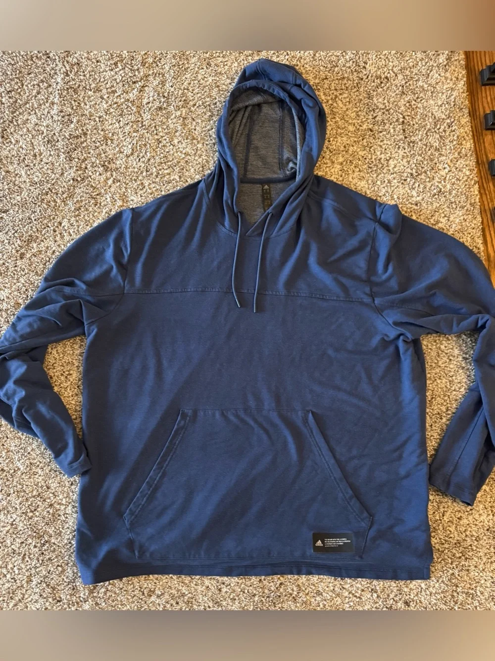 Adidas Men's Navy Pullover Hoodie - Casual Long Sleeve Sweatshirt